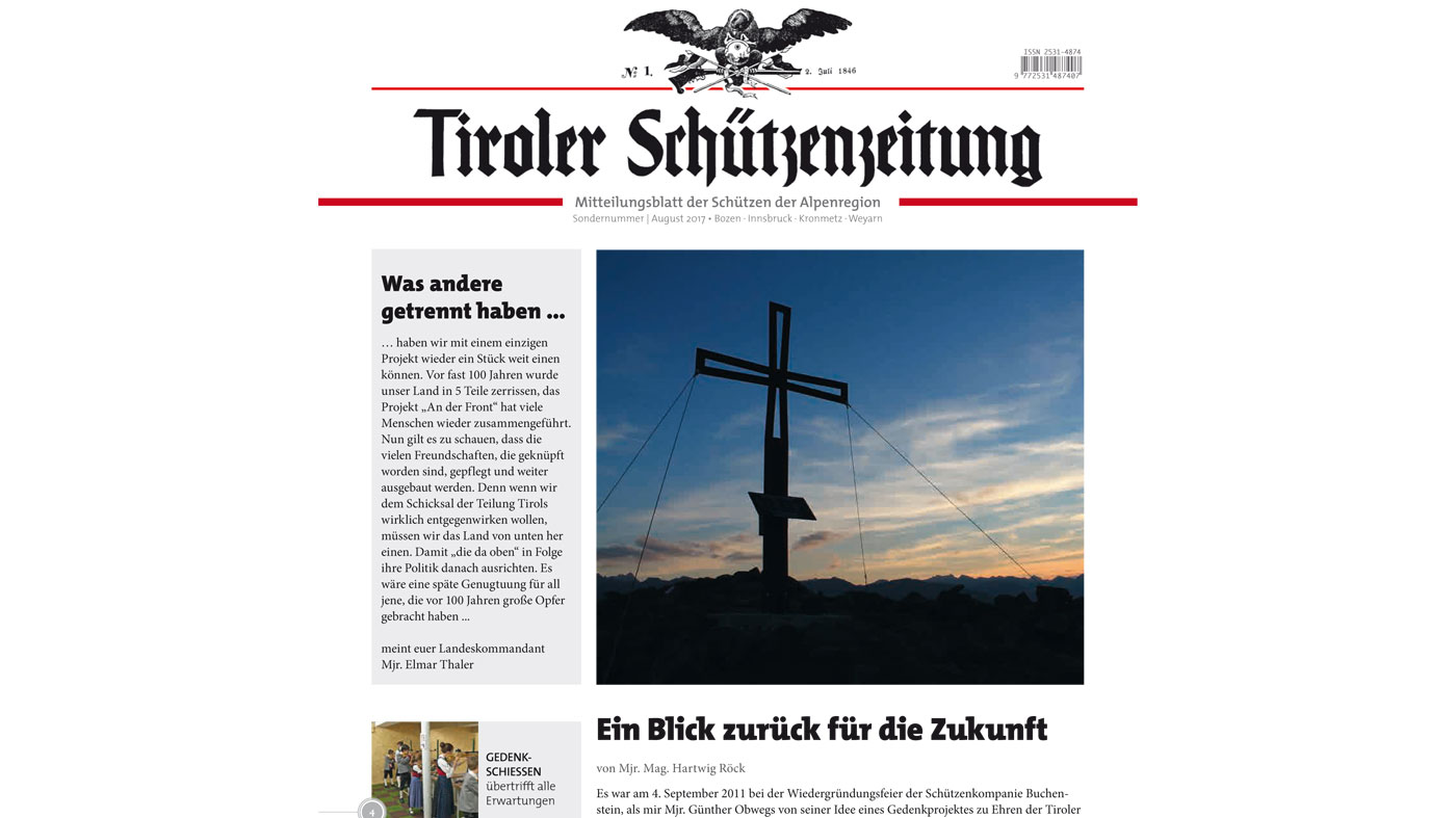 Projekt „An der Front” – Sonderausgabe der Tiroler Schützenzeitung erschienen