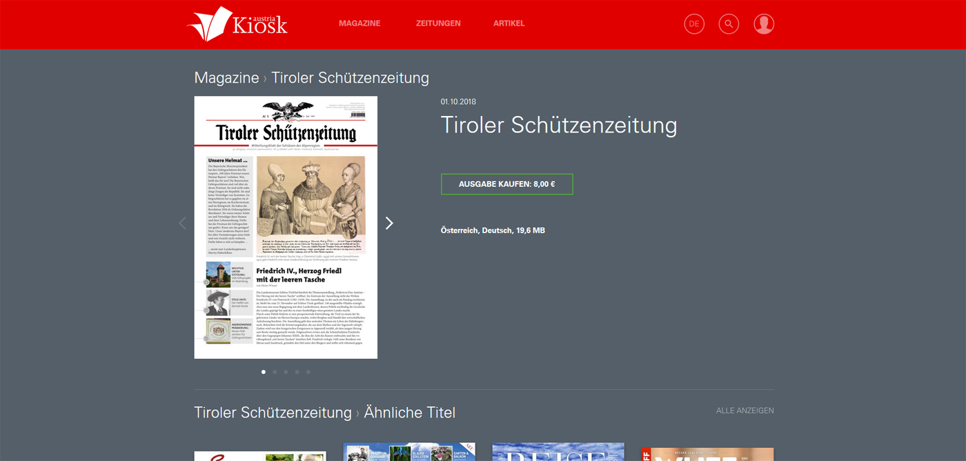 Tiroler Schützenzeitung im Austria-Kiosk