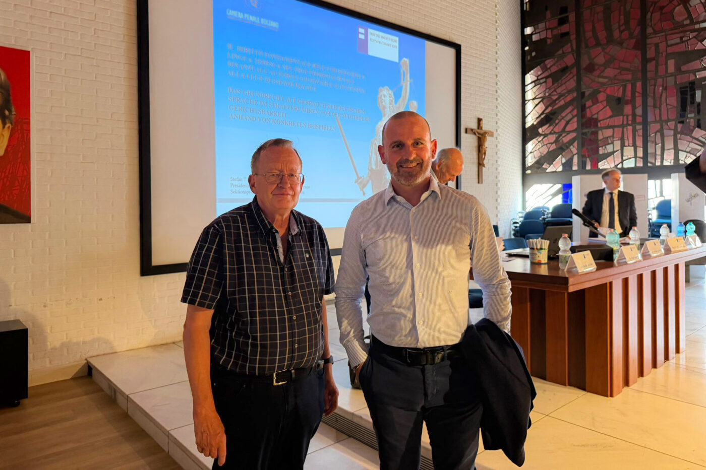 Roland Lang (Südtiroler Heimatbund) und Christoph Schmid (Südtiroler Schützenbund)